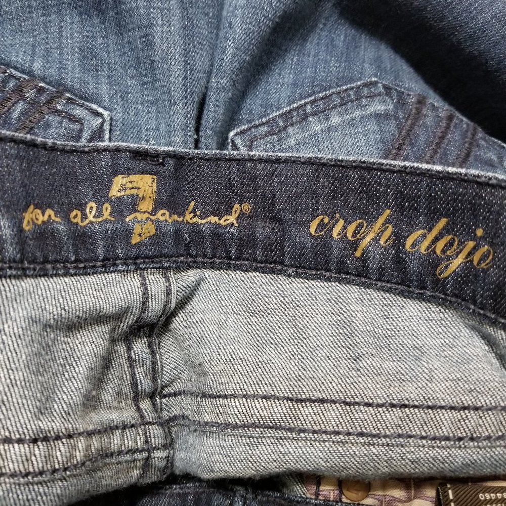 7FAM jeans 24 Crop Dojo capri denim lightly distressed stretch P348380S-380S Y2K - Picture 12 of 14